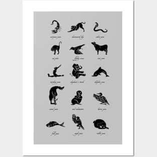 Animal Yogis_Black Posters and Art